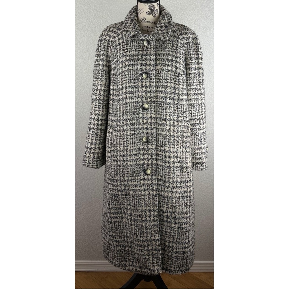 Eastex Women's Grey Tweed Wool Blend Long Lined Coat, size 14